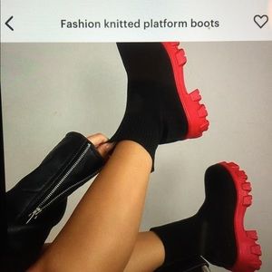 Fashion knitted platform boots